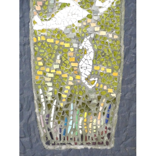 1335 - A 20thC glass mosaic picture by Daphne Allen, titled Deep Sea, depicting a stylised aquatic scene. A... 