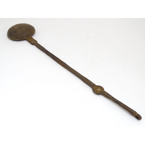 1347 - A blacksmith made wrought ladle  / long handled spoon with incised and punch detail.  Approx 35