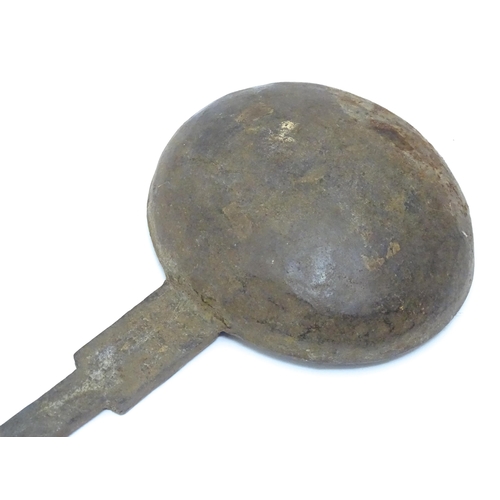 1347 - A blacksmith made wrought ladle  / long handled spoon with incised and punch detail.  Approx 35