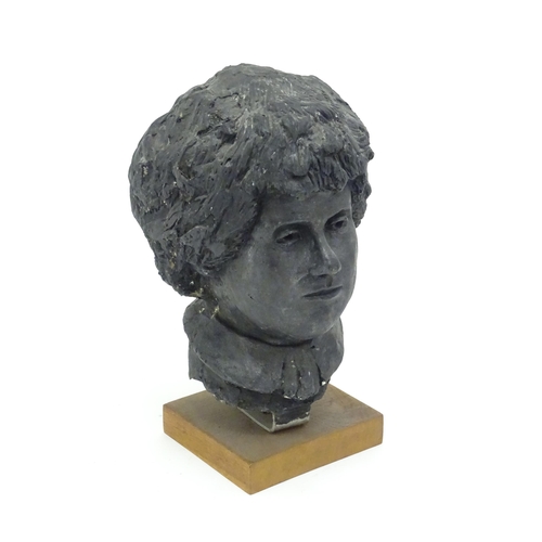 1350 - A 20thC composite bust. Mounted on a wooden base. Approx. 14