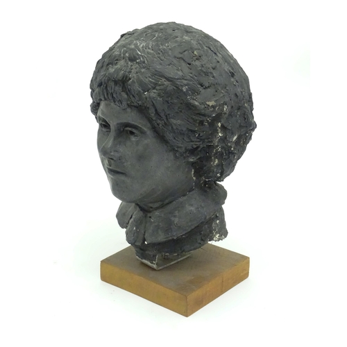 1350 - A 20thC composite bust. Mounted on a wooden base. Approx. 14