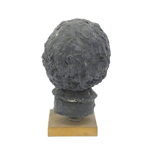 1350 - A 20thC composite bust. Mounted on a wooden base. Approx. 14