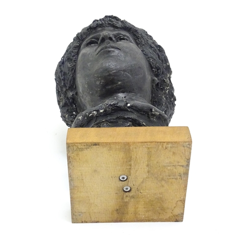 1350 - A 20thC composite bust. Mounted on a wooden base. Approx. 14