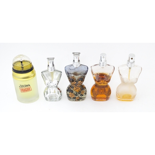 1380 - Five assorted shop display / dummy factices advertising perfume bottles for Jean Paul Gaultier. Larg... 