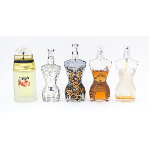 1380 - Five assorted shop display / dummy factices advertising perfume bottles for Jean Paul Gaultier. Larg... 