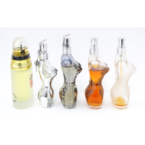 1380 - Five assorted shop display / dummy factices advertising perfume bottles for Jean Paul Gaultier. Larg... 