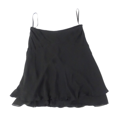 1382 - Vintage fashion / clothing: 2 Ralph Lauren silk Georgette layered skirts in black and black with flo... 