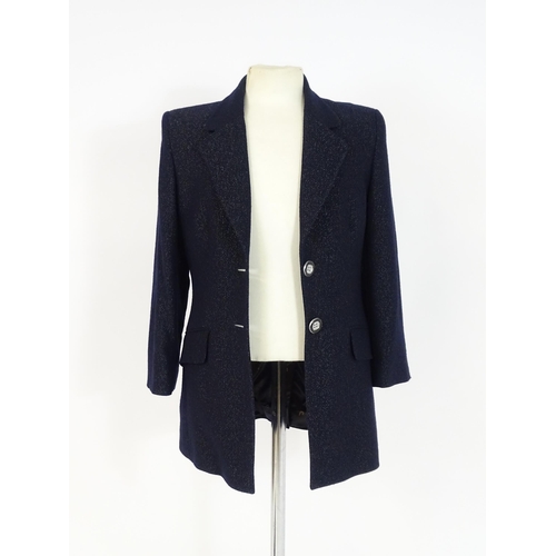 1384 - Vintage fashion / clothing: A Jaeger wool evening jacket in navy, bust measures 34