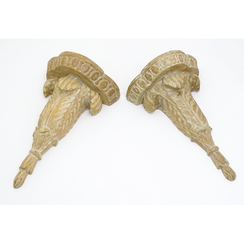 1659 - A pair of mid 20thC corbels / wall brackets with moulded tops above acanthus carved underrides. 10 1... 