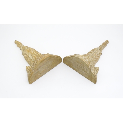 1659 - A pair of mid 20thC corbels / wall brackets with moulded tops above acanthus carved underrides. 10 1... 