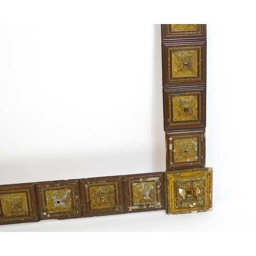 1912A - A large late 19th / early 20thC picture / mirror frame with repeating square decoration with Art Nou... 