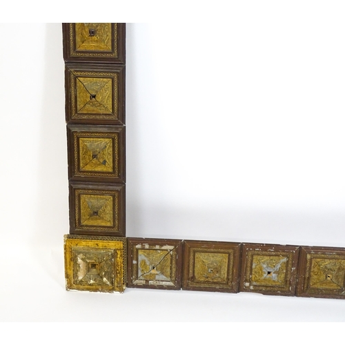 1912A - A large late 19th / early 20thC picture / mirror frame with repeating square decoration with Art Nou... 