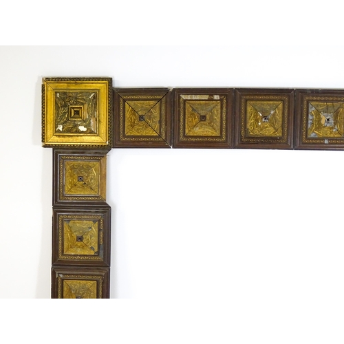 1912A - A large late 19th / early 20thC picture / mirror frame with repeating square decoration with Art Nou... 