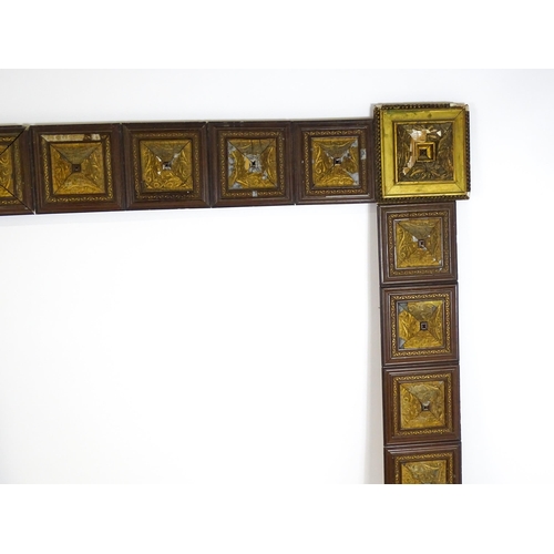 1912A - A large late 19th / early 20thC picture / mirror frame with repeating square decoration with Art Nou... 