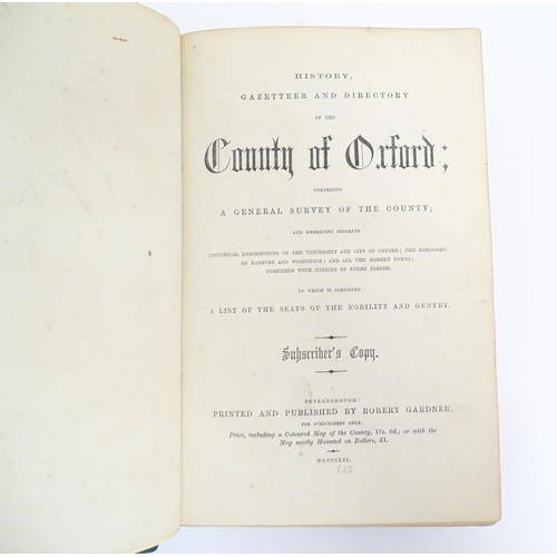 907 - Book: History, Gazetteer and Directory of the County of Oxford. Published by Robert Gardner, 1852