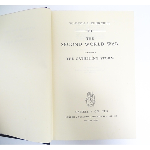 913 - Books: The Second World War, by Winston S. Churchill, comprising The Gathering of the Storm (vol 1),... 