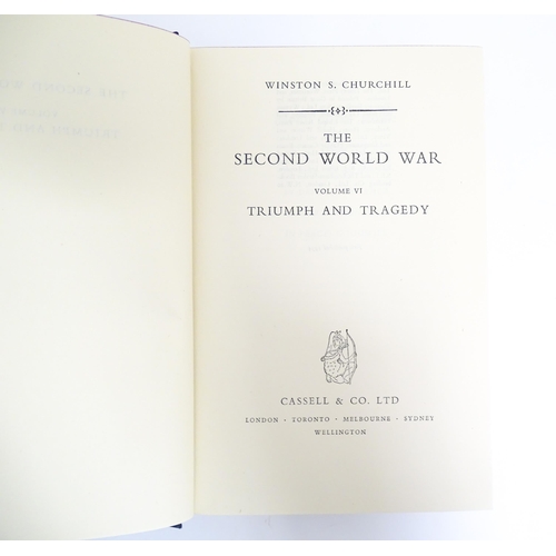 913 - Books: The Second World War, by Winston S. Churchill, comprising The Gathering of the Storm (vol 1),... 