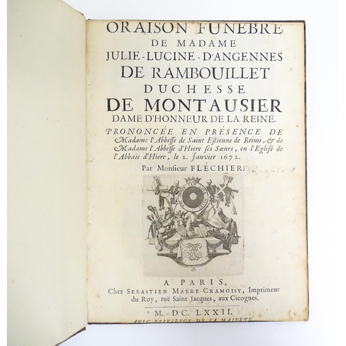 919 - Books: Oraison Funebre de Madame Julie-Lucine d'Angennes de Rambouillet, Duchesse de Montausier, Dam... 