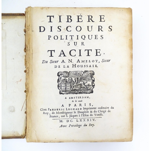 936 - Book: Tibere Discours Politiques sur Tacite, by Abraham Nicolas Amelot de la Houssaye. Published by ... 