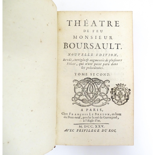 939 - Books: Theatre de feu Monsieur Boursault, in three volumes, by Edme Boursault. Published by Francois... 