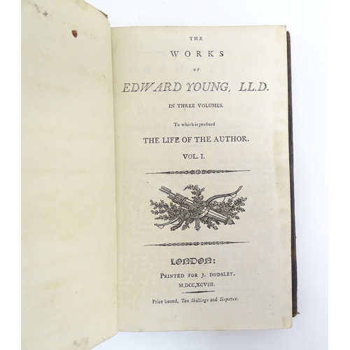 1049 - Books: The Works of Edward Young, in three volumes. Printed in London, 1798 (3)