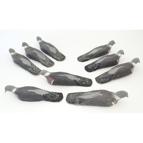 1169 - Shooting Interest: A quantity of 20thC papier mache decoy pigeons with painted detail. Approx. 14