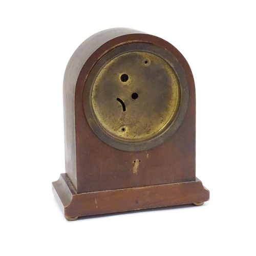 1548A - An early 20thC Continental mahogany mantle clock the dial and movement marked with Oil lamp trademar... 