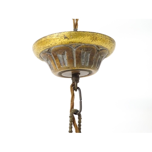 1560 - A six branch pendant electrolier / light fitting with acanthus and scroll detail. Approx. 30