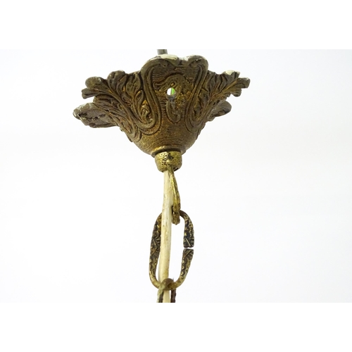 1562 - A five branch pendant electrolier of chandelier form with acanthus scroll detail. Approx. 18