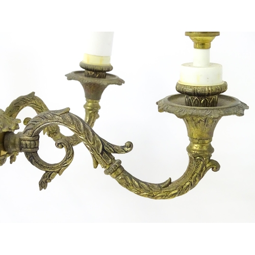 1562 - A five branch pendant electrolier of chandelier form with acanthus scroll detail. Approx. 18