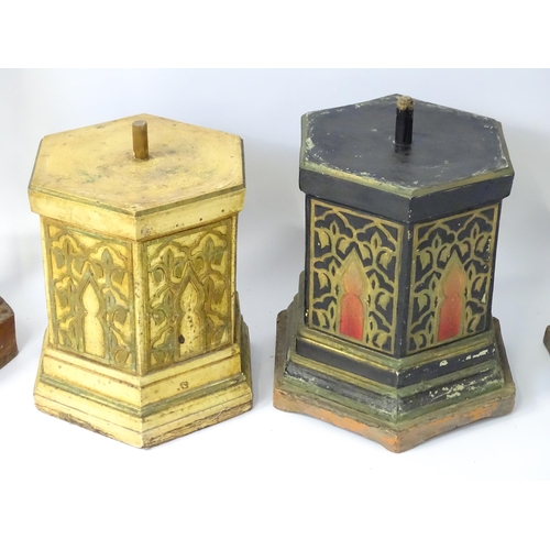 1589 - Two mid 20thC blackamoor lamps, the lamps having a polychrome figural top grasping a torchiere, the ... 