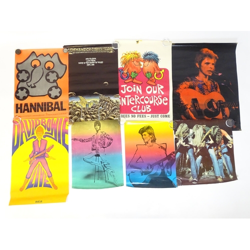 2199 - A quantity of 1970's music posters, including 
David Bowie (7), Stevie Winwood, Jimi Hendrix,
The Wh... 