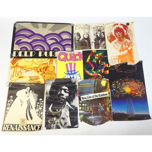 2199 - A quantity of 1970's music posters, including 
David Bowie (7), Stevie Winwood, Jimi Hendrix,
The Wh... 