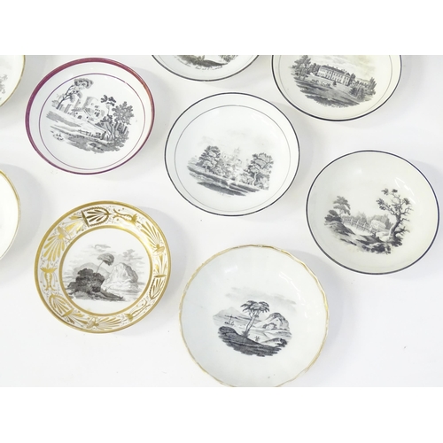 223 - A quantity of assorted bat ware / transfer printed cups, saucers, bowls, etc. decoration to include ... 