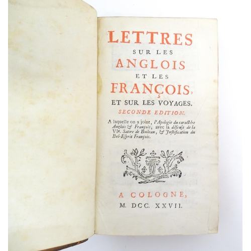 983 - Book: Lettres sur les Anglois et les Francois, et sur les Voyages, by Beat Louis de Muralt, second e... 