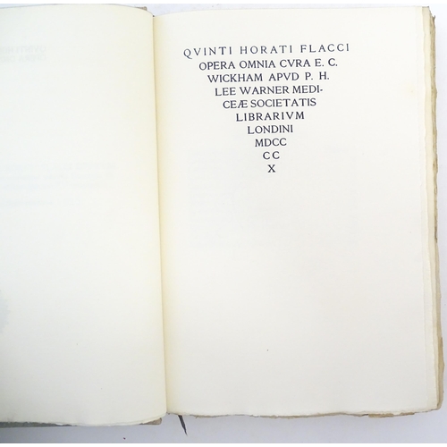 987 - Book: Quinti Horati Flacci, Opera Omnia / Cura Edward Charles Wickham. Limited edition no. 823 / 100... 