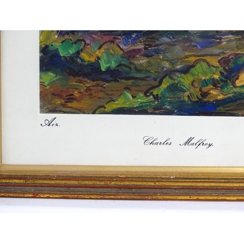 1867 - C. Malfroy, 20th century, Oil on card, Aix, A French abstract landscape scene. Signed, titled and da... 