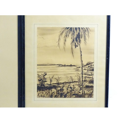 1992 - Five assorted 20th century works comprising two watercolours by J. P. Ludu (1925-1965) one depicting... 