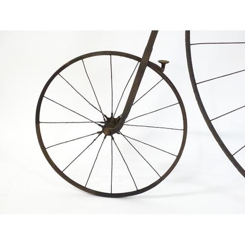 1796 - A Victorian Penny Farthing ( High wheel / ordinary ) bicycle. The large front wheel approx 49