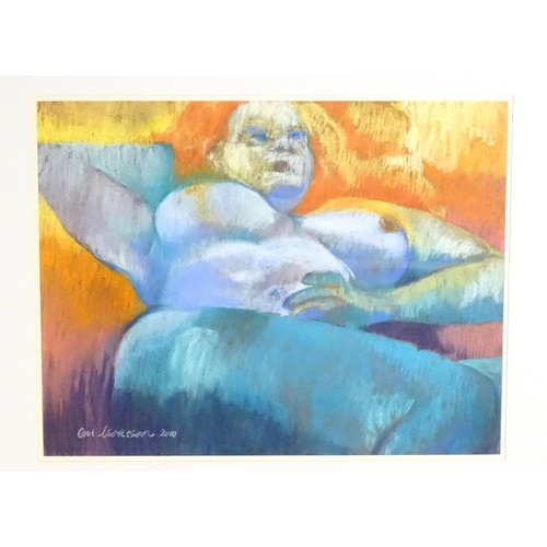 2017 - Em Isaacson, 21st century, English School, Pastel on paper, Reclining nude. Signed and dated 2000 lo... 