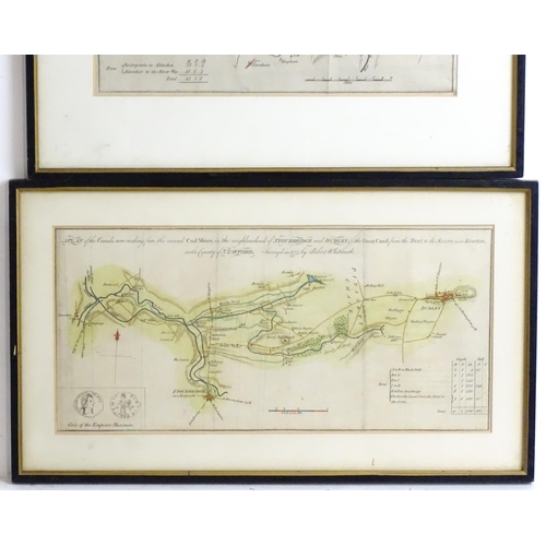 2213 - Maps: Two 18thC engraved canal maps comprising, A plan of the canal now making from the several coal... 