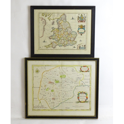 2215 - Maps: An 18thC hand coloured engraved map of Rotelandiae - Rutlandshire after Robert Morden (1650-17... 