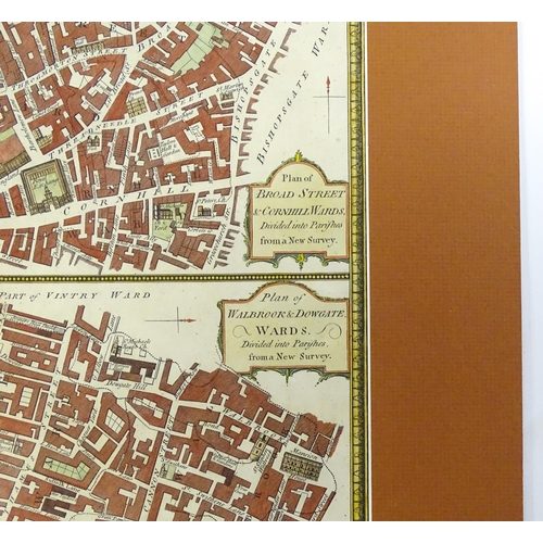 2216 - Maps: Two 18thC engraved plans on one sheet, comprising Plan of Broad Street & Cornhill Wards, divid... 