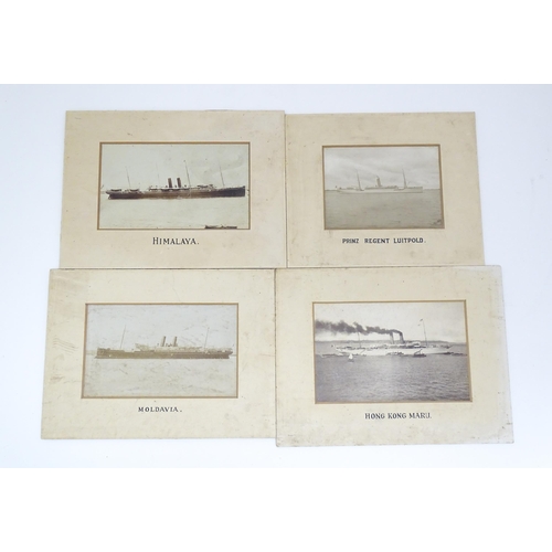 2220 - A series of four mounted monochrome photographs, depicting early 20thC ocean liners: Prinz Regent Lu... 