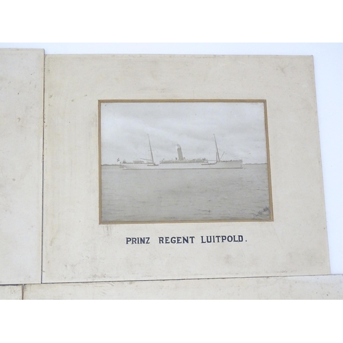 2220 - A series of four mounted monochrome photographs, depicting early 20thC ocean liners: Prinz Regent Lu... 