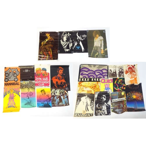 2199 - A quantity of 1970's music posters, including 
David Bowie (7), Stevie Winwood, Jimi Hendrix,
The Wh... 