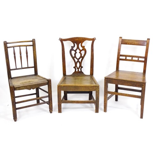 10 - A group of three 18thC and 19thC chairs of varying styles.