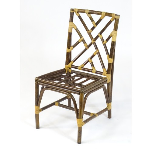 20 - A Vintage side chair of simulated bamboo and rattan construction, in the manner of a Chinese Chippen... 