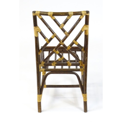 20 - A Vintage side chair of simulated bamboo and rattan construction, in the manner of a Chinese Chippen... 