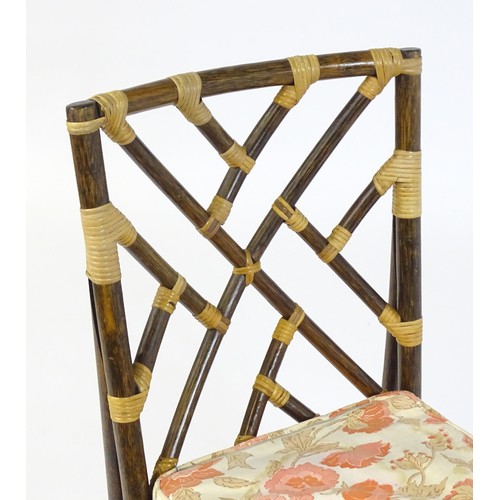 20 - A Vintage side chair of simulated bamboo and rattan construction, in the manner of a Chinese Chippen... 